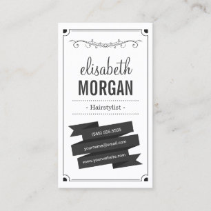 Hairstylist - Retro Black and White Business Card