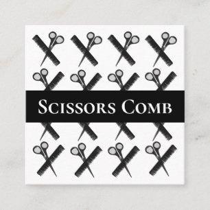 Hairstylist Scissors Comb Hairstylist Salon  Square Business Card