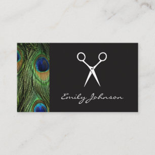 Hairstylist Shears Peacock Print Business Card
