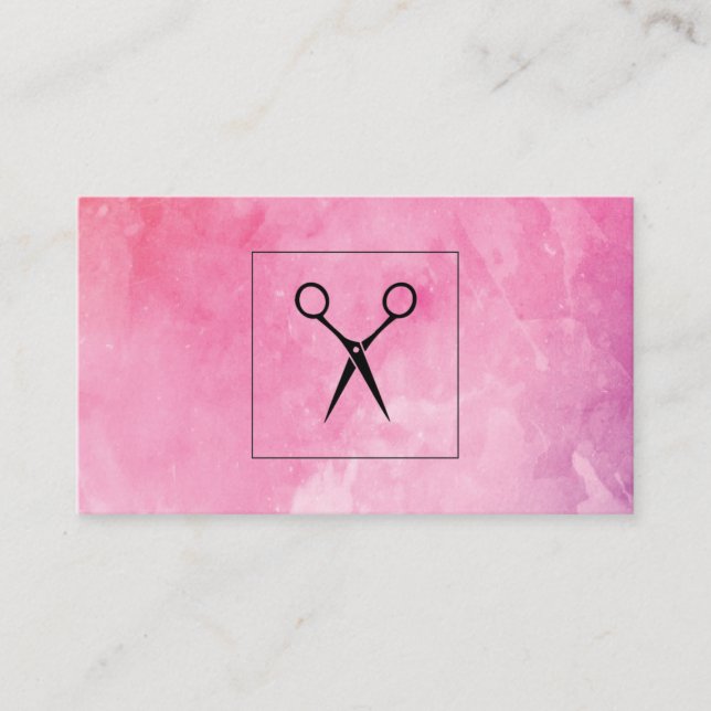 Hairstylist Shears Pink Watercolor Business Card (Front)