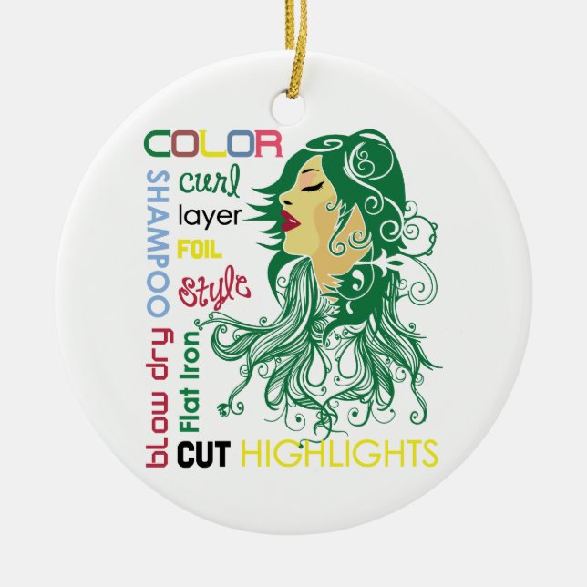 Hairstylist Terms Ceramic Ornament (Front)