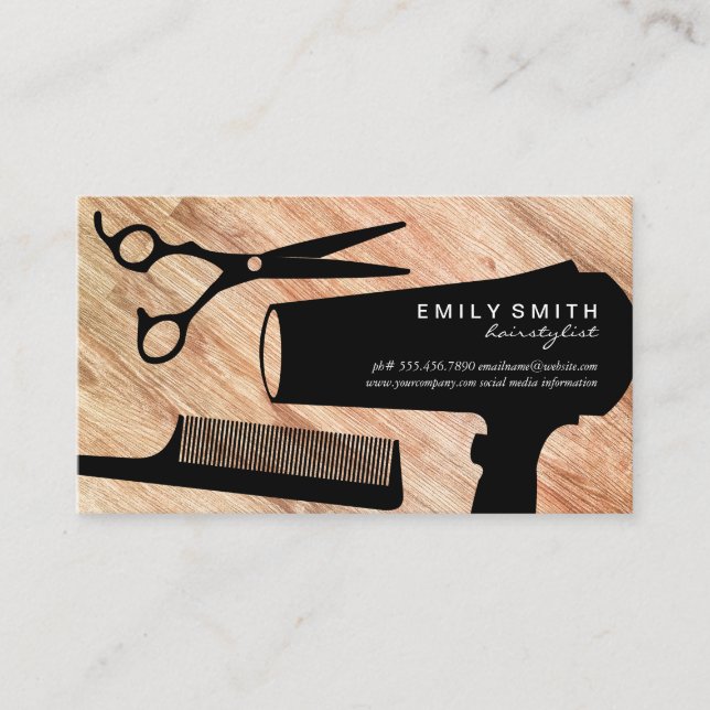Hairstylist Tools | Wood Appt Appointment Card (Front)