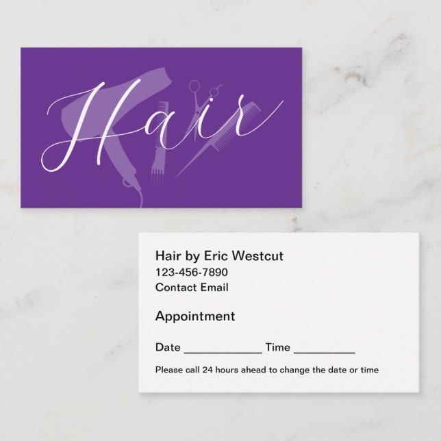 Hairstylist Trendy Appointment Business Cards (Front/Back)