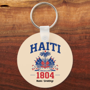 Haiti 1804 Patriotic Vintage Flag Graphic Heritage Keychain