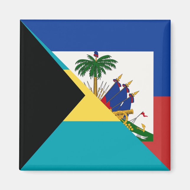 Haiti Bahamas Flag | Half Haitian Bahamian Flag Magnet (Front)