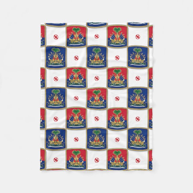 Haiti Coat of Arms Chequerboard Pattern — Haitian  Fleece Blanket (Front)
