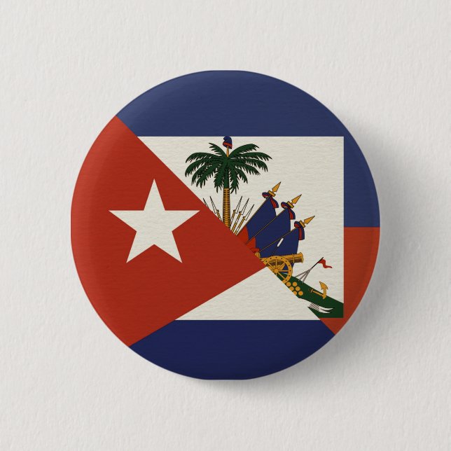 Haiti Cuba Flag | Haitian Cuban Ayiti Cubano 2 Inch Round Button (Front)