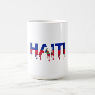 Haiti Drip Text Caribbean Flag Design Fan Coffee Mug