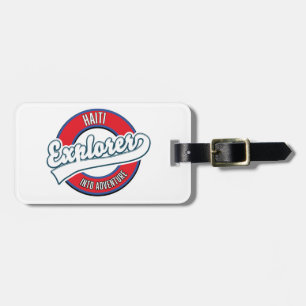 Haiti explorer into adventure retro logo luggage tag