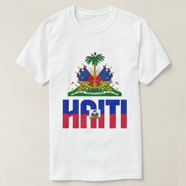 Haiti Flag and Coat Of Arms Patriotic T-Shirt (Design Front)