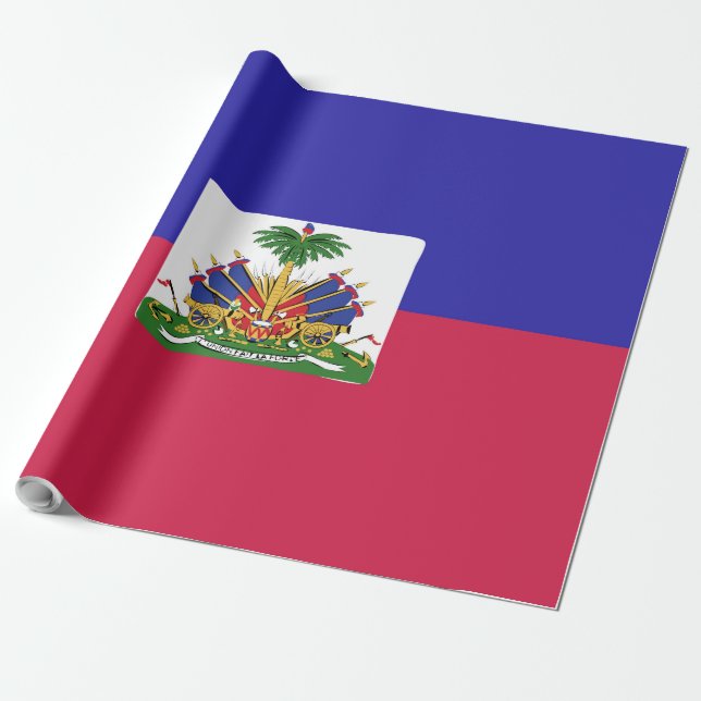 Haiti Flag Emblem Wrapping Paper (Unrolled)