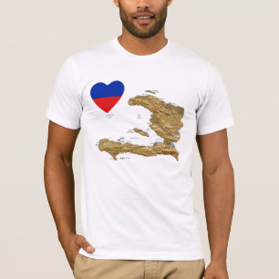 Haiti Flag Heart and Map T-Shirt