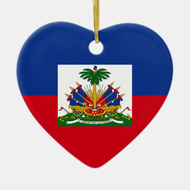 Haiti Flag Heart Ceramic Ornament (Front)