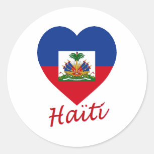 Haiti Flag Heart Classic Round Sticker