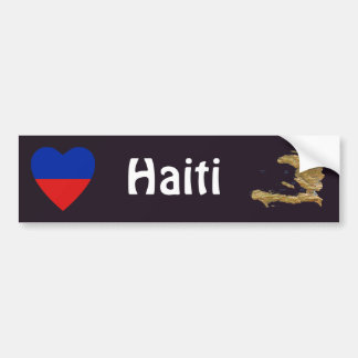Haiti Flag Heart + Map Bumper Sticker