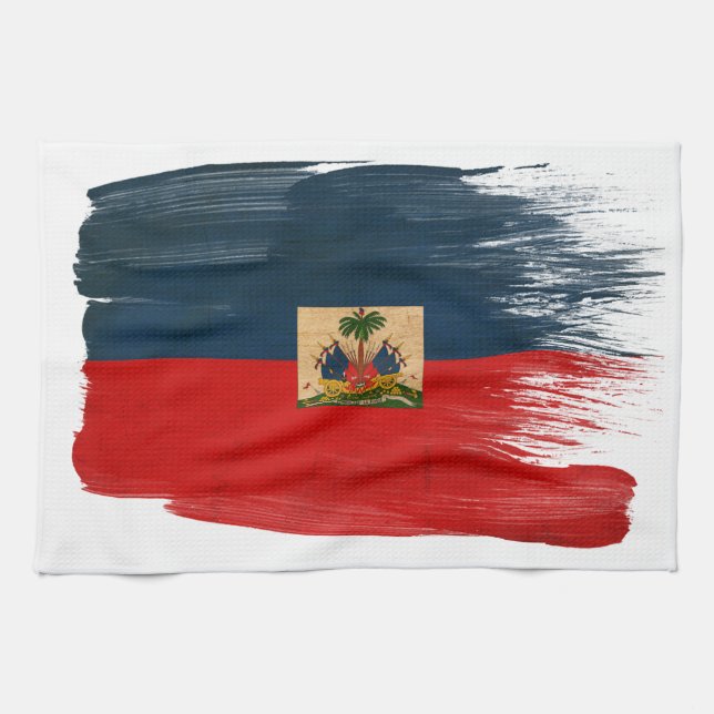 Haiti Flag Kitchen Towel (Horizontal)