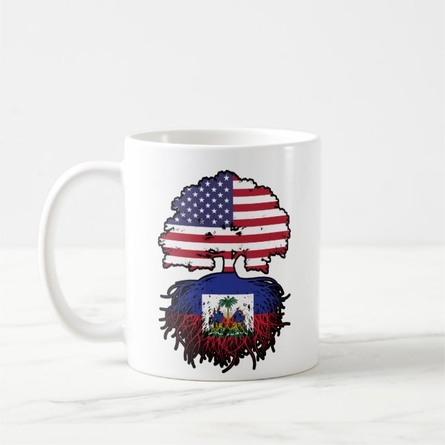 Haiti Haitian American USA Tree Roots Flag Coffee Mug (Left)
