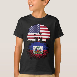 Haiti Haitian American USA Tree Roots Flag T-Shirt