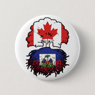 Haiti Haitian Canadian Canada Tree Roots Flag 2 Inch Round Button