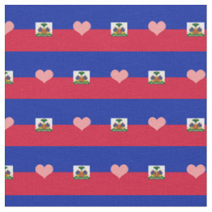 Haiti, Haitian Flag & Heart Fabric /fashion
