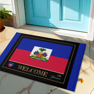 Haiti & Haitian Flag house mats /sports Welcome