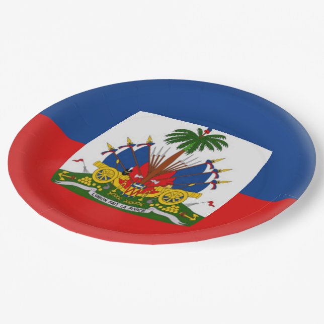Haiti Haitian Flag Paper Plate (Angled)