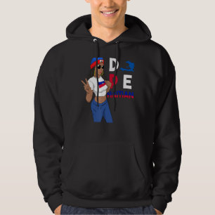 Haiti Haitian Flag Proud Ayiti Woman Girl Peace 1 Hoodie