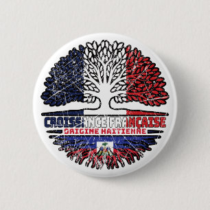 Haiti Haitian French France Tree Roots Flag 2 Inch Round Button