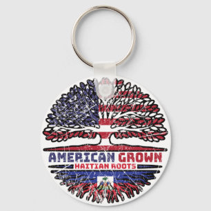 Haiti Haitian US American USA United States Tree Keychain