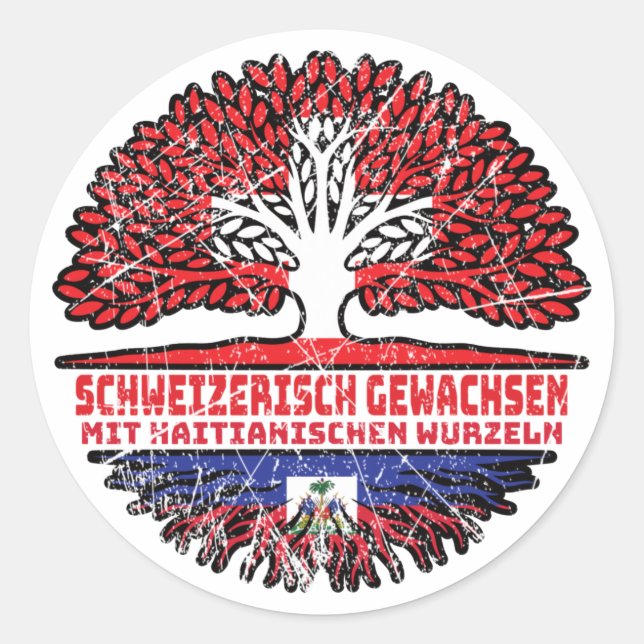 Haiti Haitianisch Schweizer Schweiz Baum Wurzel Classic Round Sticker (Front)