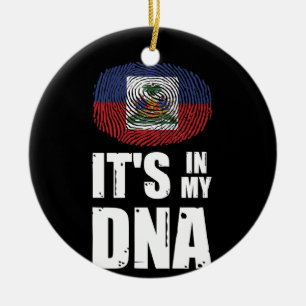 Haiti It's In My DNA Haitian Pride Fingerprint Ceramic Ornament