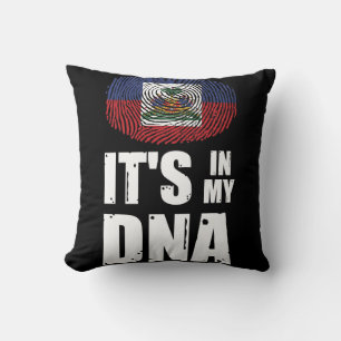Haiti It's In My DNA Haitian Pride Fingerprint Throw Pillow