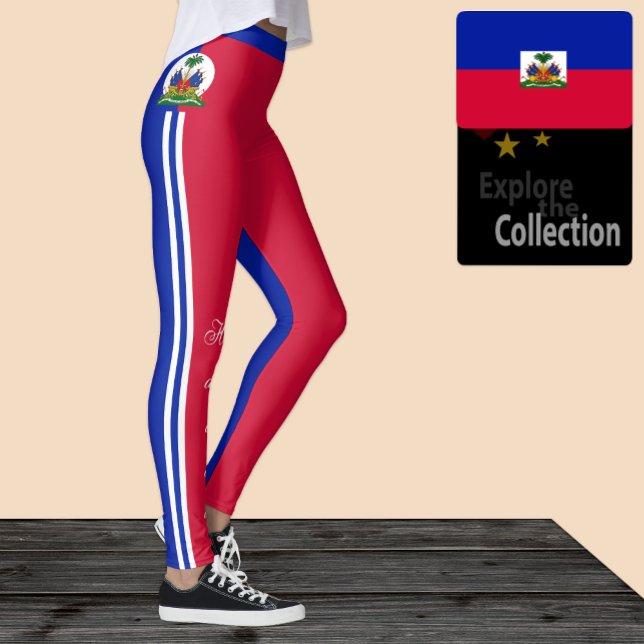 Haïti leggings de mode, Drapeau haïtien /sports (Créateur téléchargé)