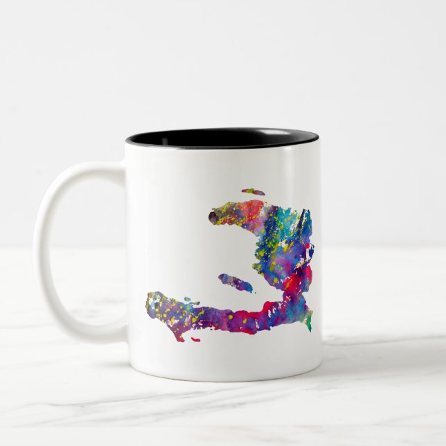 Haiti map Two-Tone coffee mug (Left)