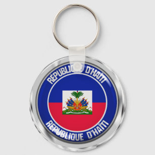 Haiti Round Emblem Keychain