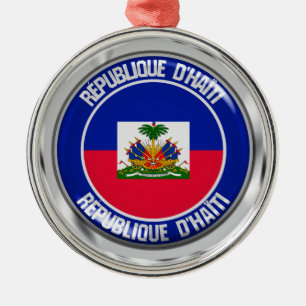 Haiti Round Emblem Metal Ornament