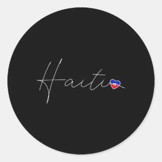 Haiti Simple Love Haitian Flag He On Haiti Classic Round Sticker