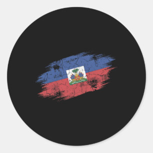 Haiti Soccer Fan Tattered Flag National Pride Classic Round Sticker