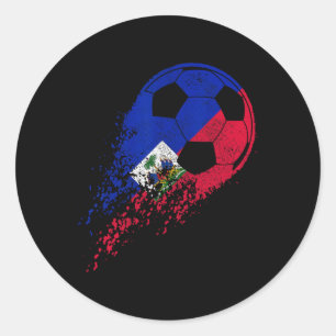 Haiti Soccer Haitian Flag Pride Soccer Player  Classic Round Sticker