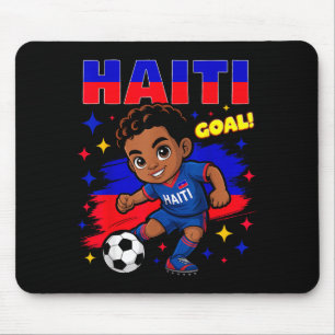 Haiti Soccer Kid Haitian Flag Soccer Player Footba Mouse Pad