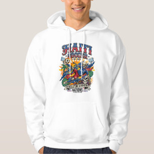 Haiti Soccer Skeleton Striker Nations Poster Style Hoodie