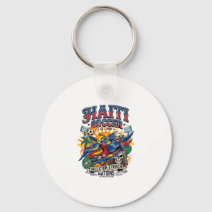 Haiti Soccer Skeleton Striker Nations Poster Style Keychain