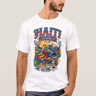 Haiti Soccer Skeleton Striker Nations Poster Style T-Shirt