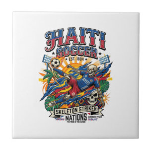Haiti Soccer Skeleton Striker Nations Poster Style Tile