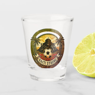 Haiti Strong  Distressed Soccer Badge Vintage Shot Glass
