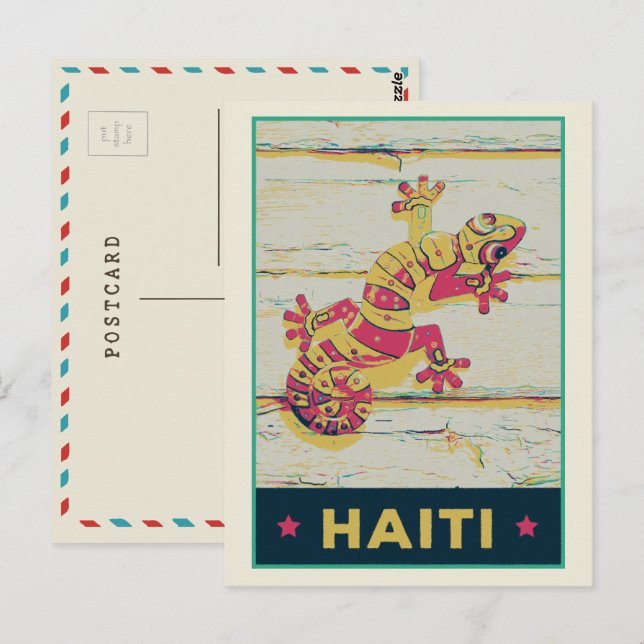 Haiti typical colourful gecko postcard (Front/Back)