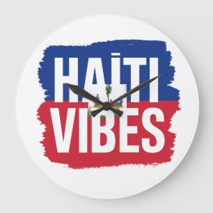 Haiti Vibes Sticker Haitian graphic flag Large Clock