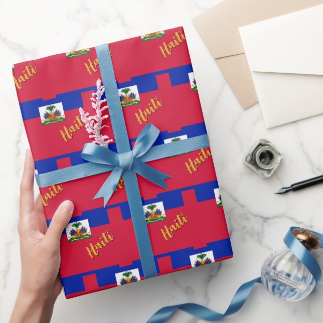 Haiti Wrapping Paper, Red, Haitian Flag patriots Wrapping Paper (Gifting)