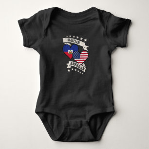 Haitian American Heart Flags Haiti America Baby Bodysuit