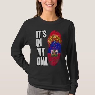 Haitian And Kyrgyzstani Mix Dna Heritage Flag T-Shirt